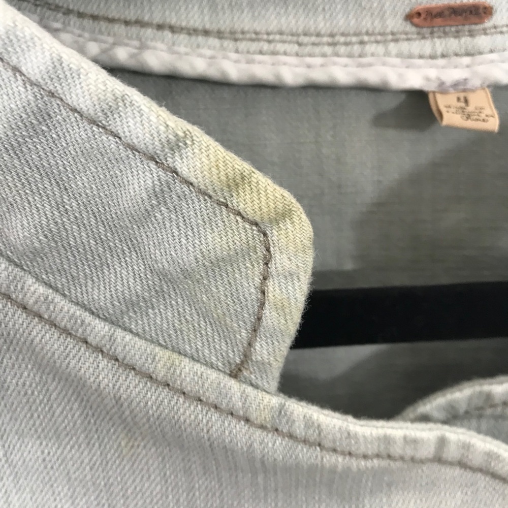 Free People Peplum denim Moto zip jacket. - Picture 2 of 10